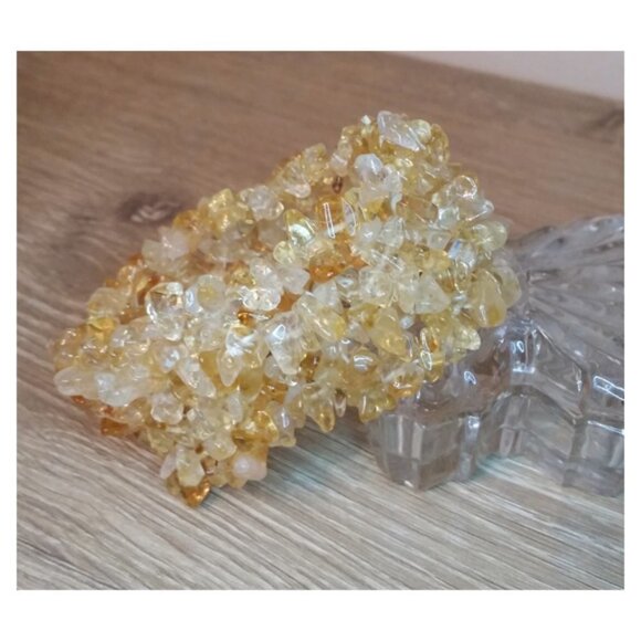 Natural Yellow Stone/Gemstone Chips Multi Row Stretch Bracelet - Picture 4 of 4